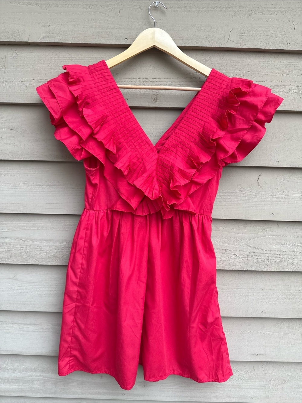 Entro Red Ruffle V-Neck Mini Dress Size M - Picture 7 of 11